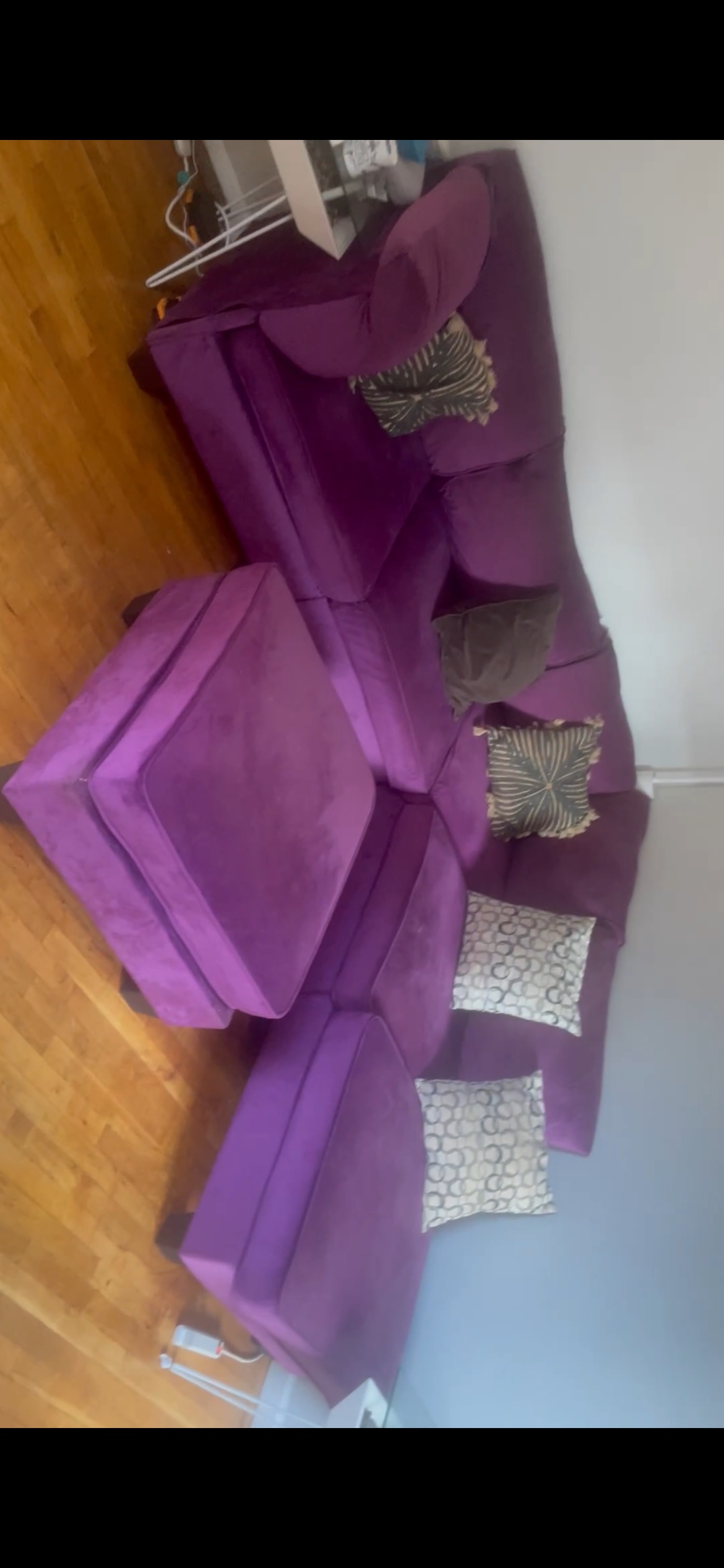 Purple Suede 6 piece sectional