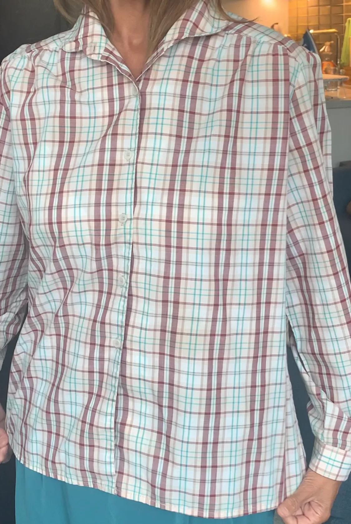 Vintage 70s/80s Women's Plaid Button Up Shirt image indicator(6)