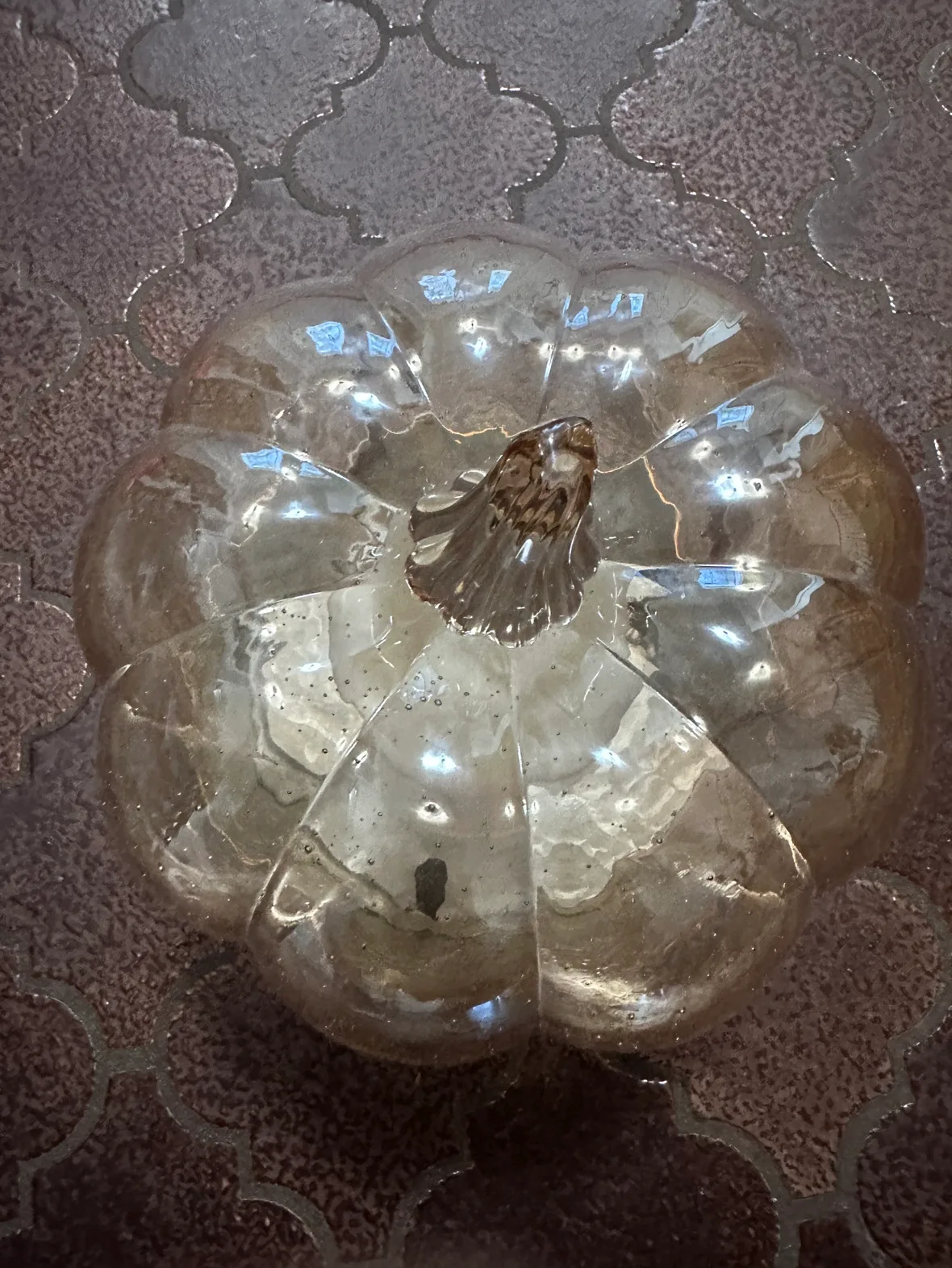 Holiday  Glass pumpkin Cloche with led candle - Bee and Willow. image indicator(6)