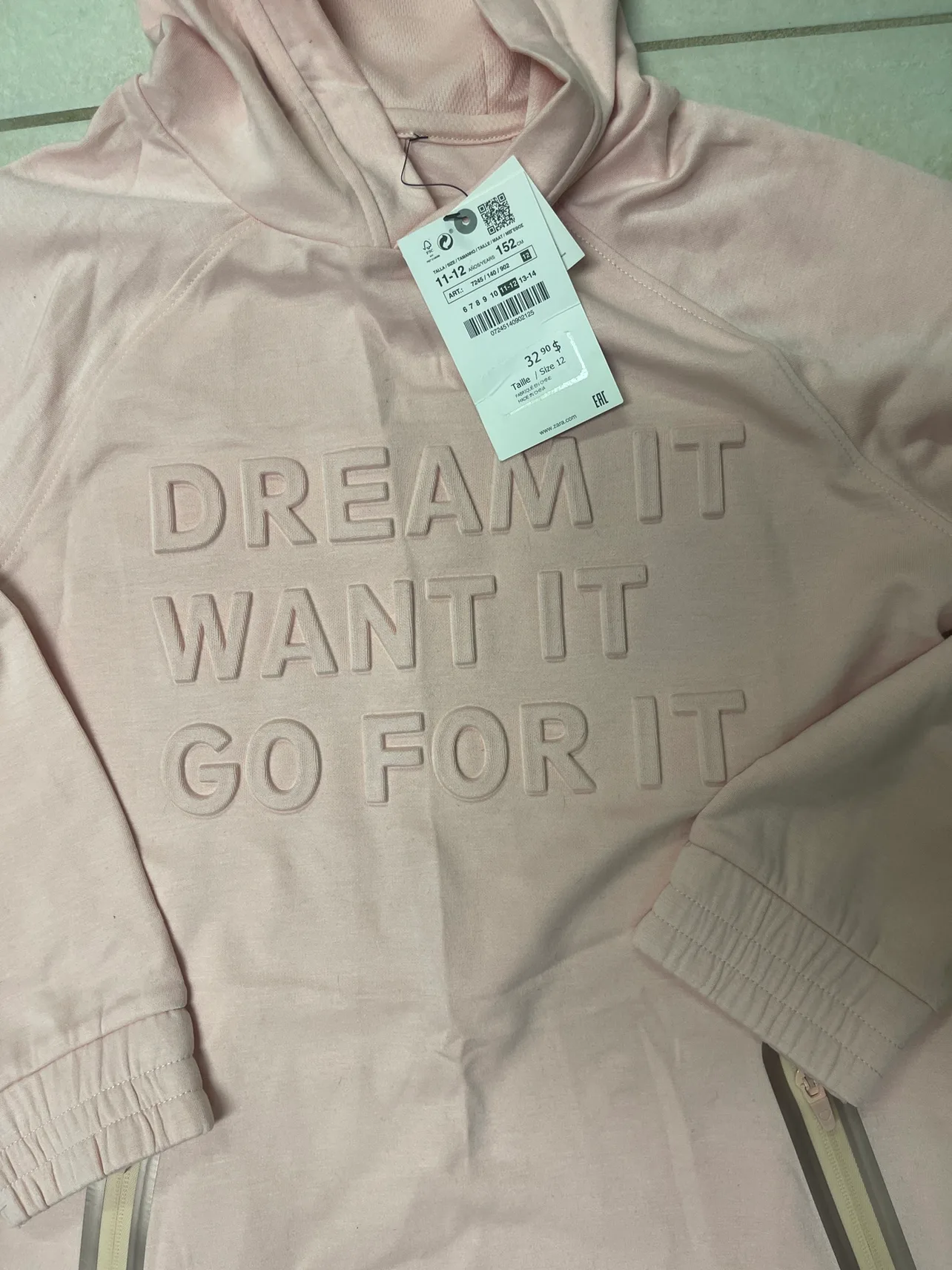 Zara Pink "Dream It Want It Go For It" Hoodie & Jogger Set image indicator(3)