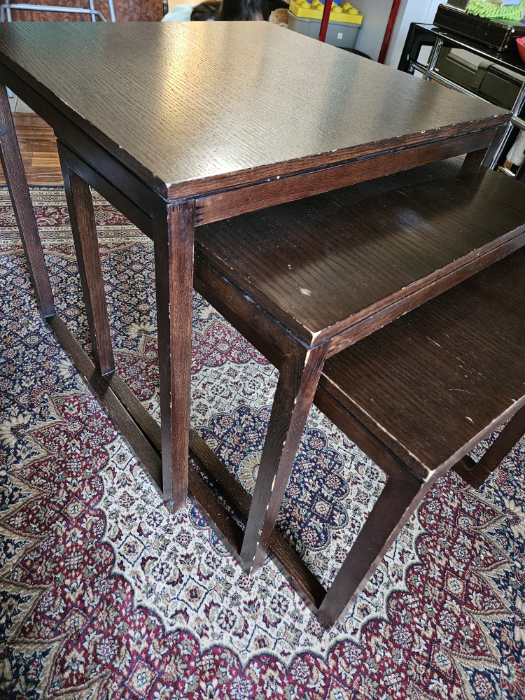 Dark brown stacking tables