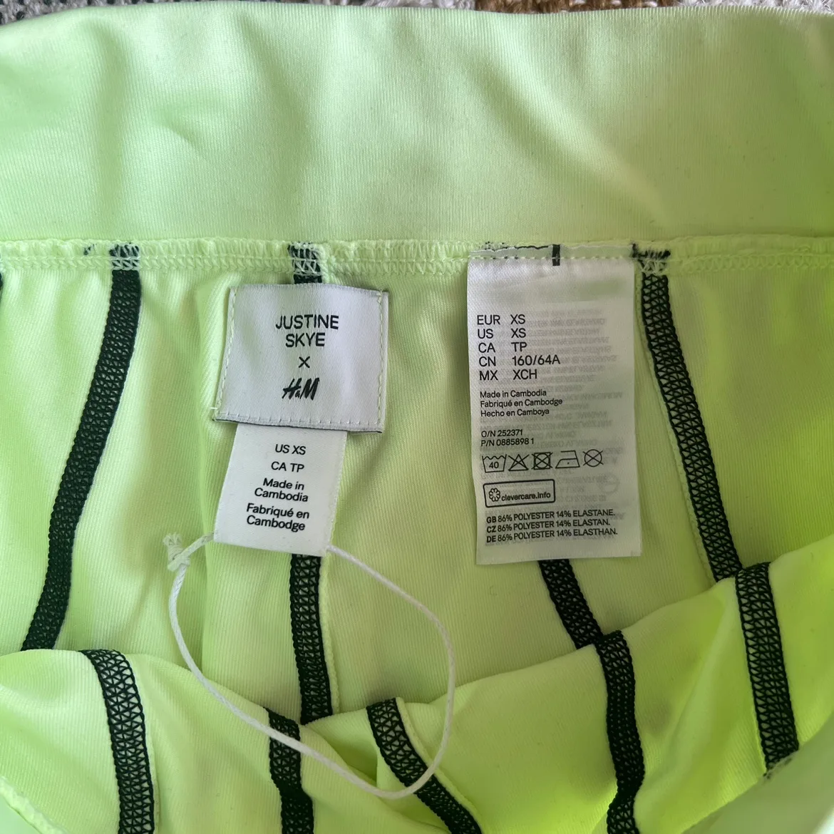 H&M Justine Skye x  Neon Green Bike Shorts image indicator(2)