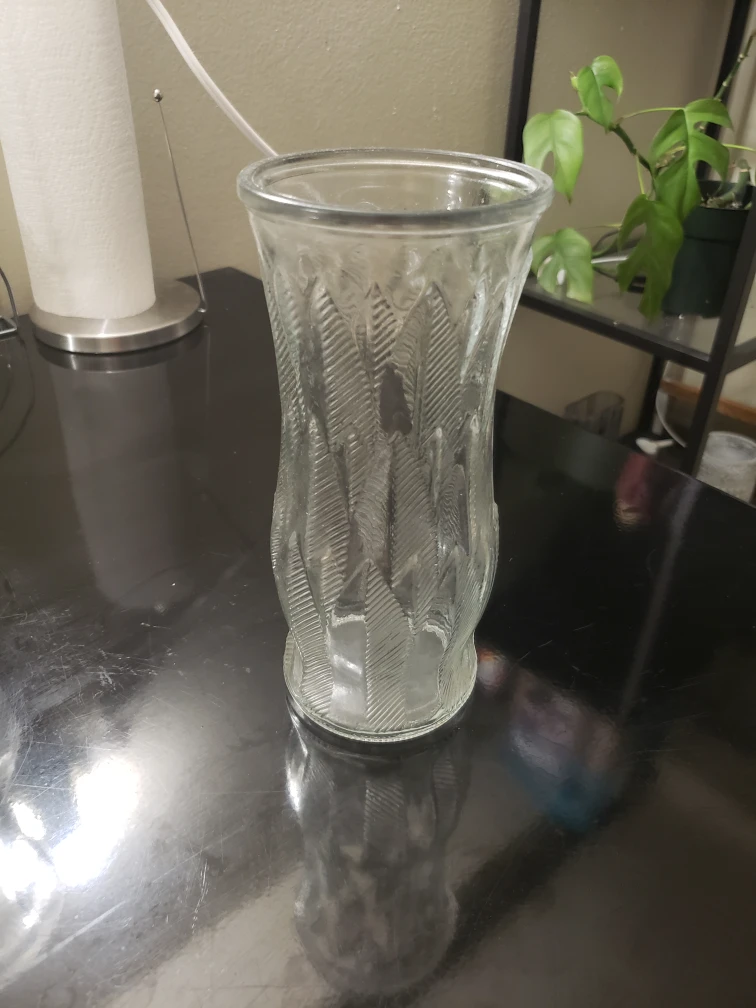 Glass Vase with Leaf Design