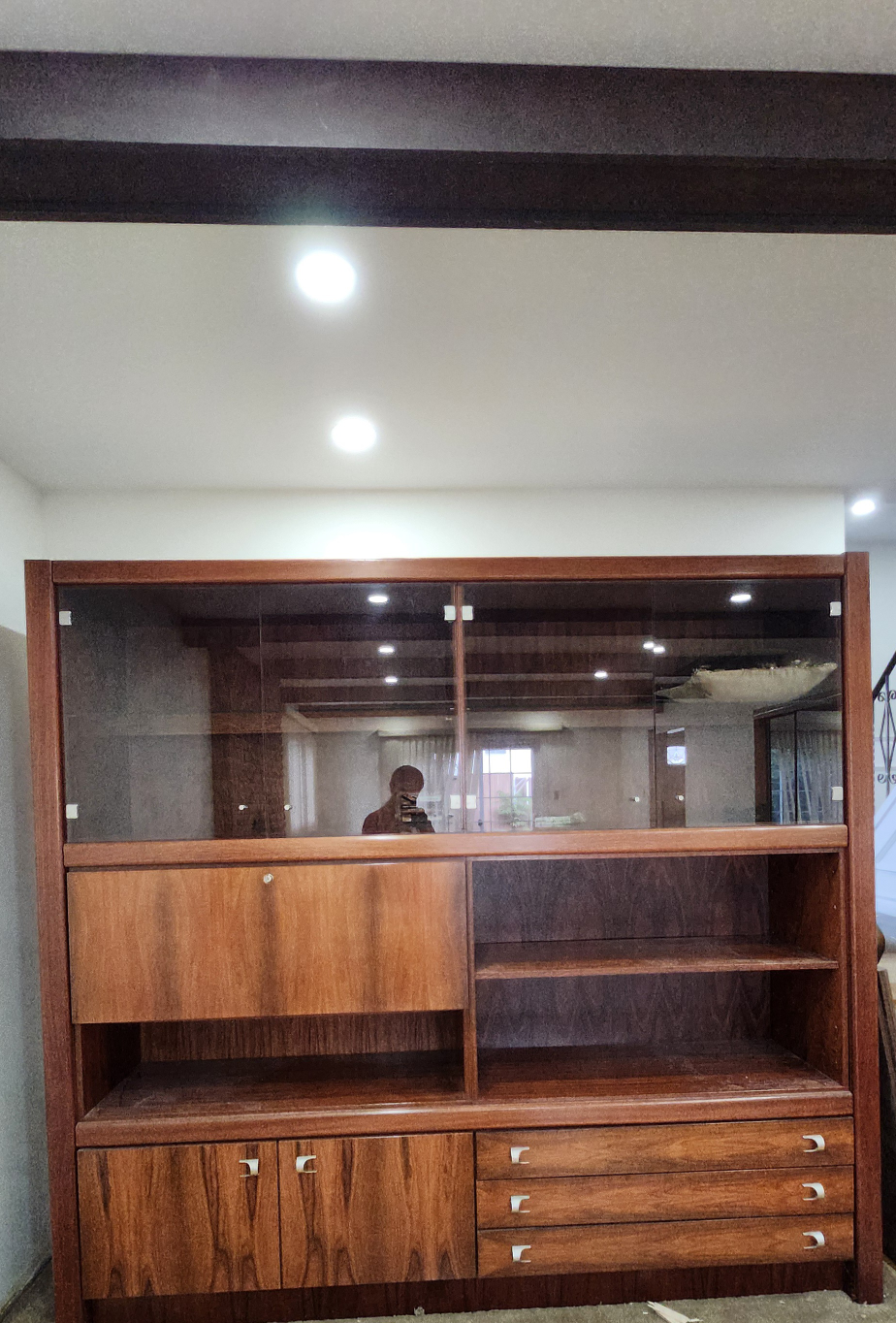 Wood Cabinet with Glass Doors and Drawers - photo 2