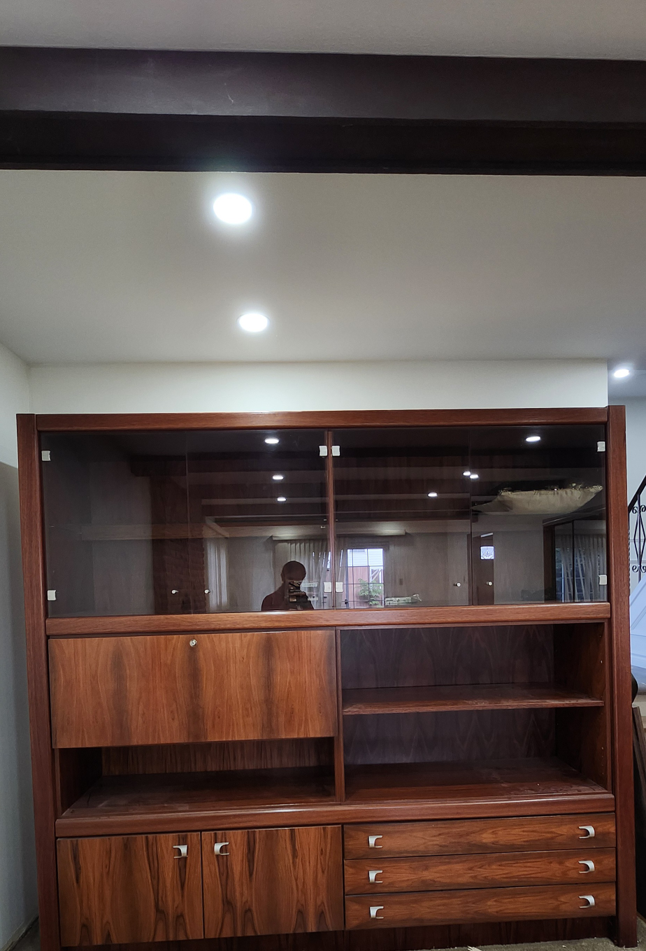 Wood Cabinet with Glass Doors and Drawers - photo 3