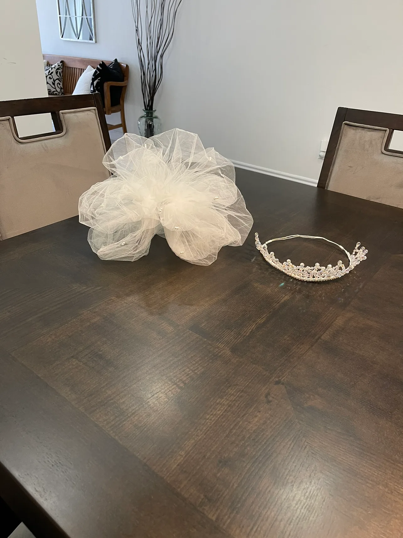 CRYSTAL BRIDAL WEDDING TIARA with REMOVABLE PUFF image indicator(7)