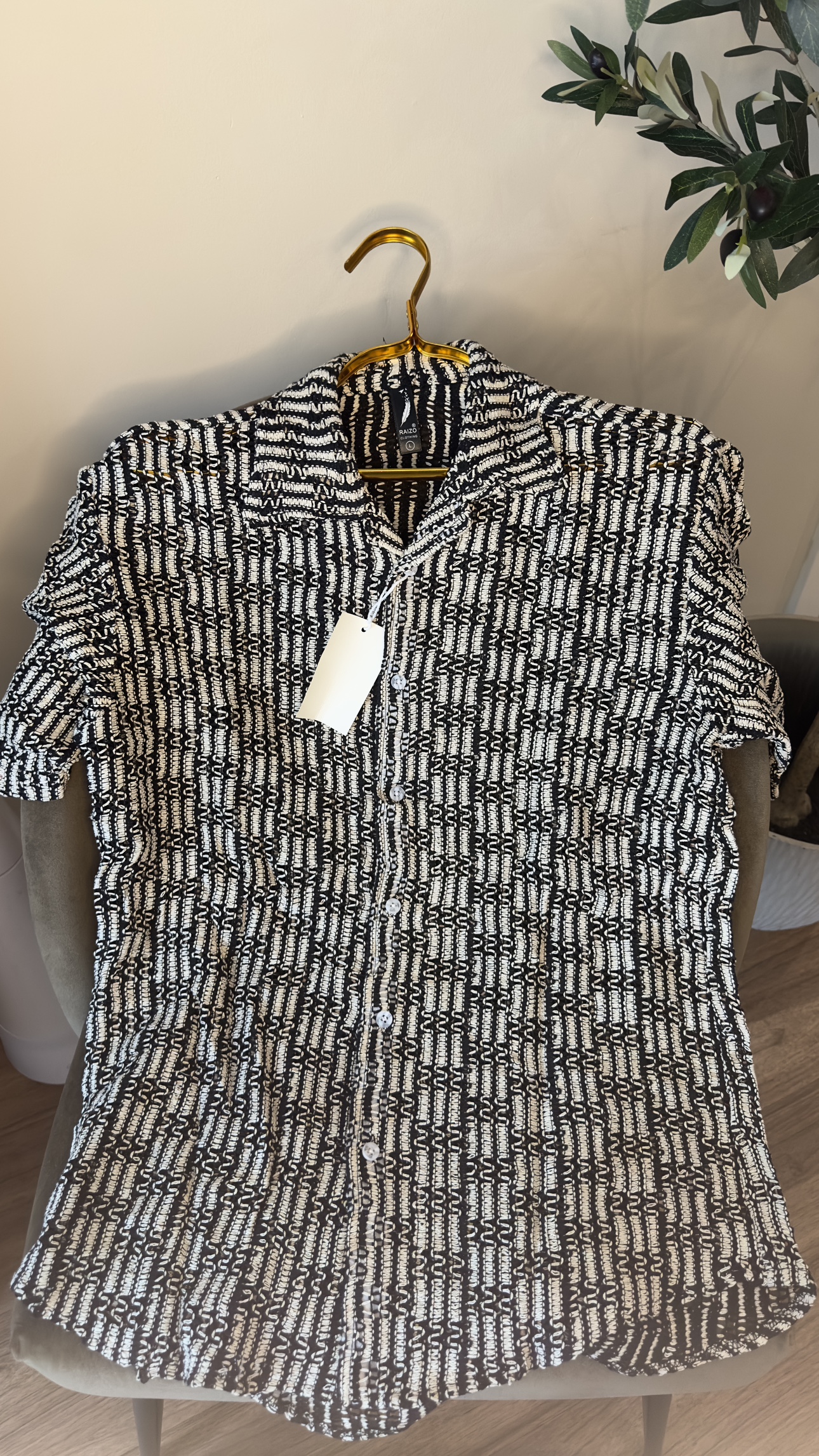 Black and White Button Up Shirt