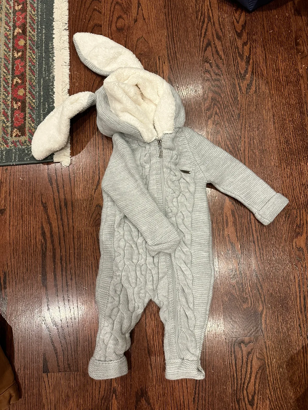 Baby Cable Knit Bunny Winter onesie - 0-6 months thumbnail