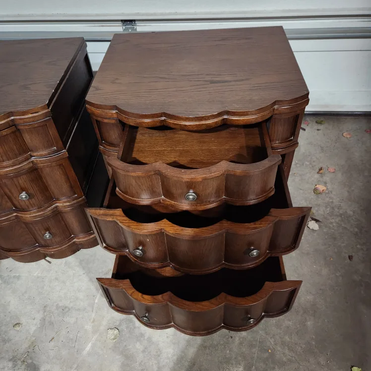 Set of Ornate solid wood 3 Drawer Nightstand side table image indicator(2)