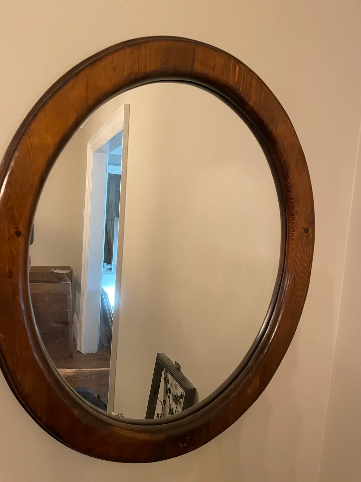 Round Wooden Framed Mirror thumbnail