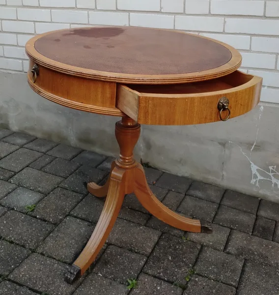 MOVING SALE Vintage Drum Table 28" diameter thumbnail