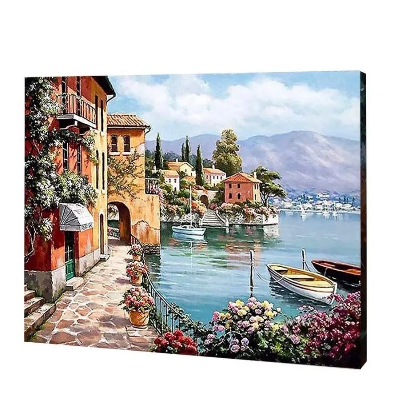 Paint by Number Set - Acrylic - Silent Harbour - 50cm x 40cm image indicator(2)