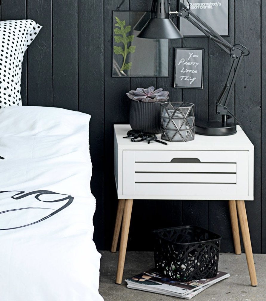 White Nightstand with One Drawer bedside table