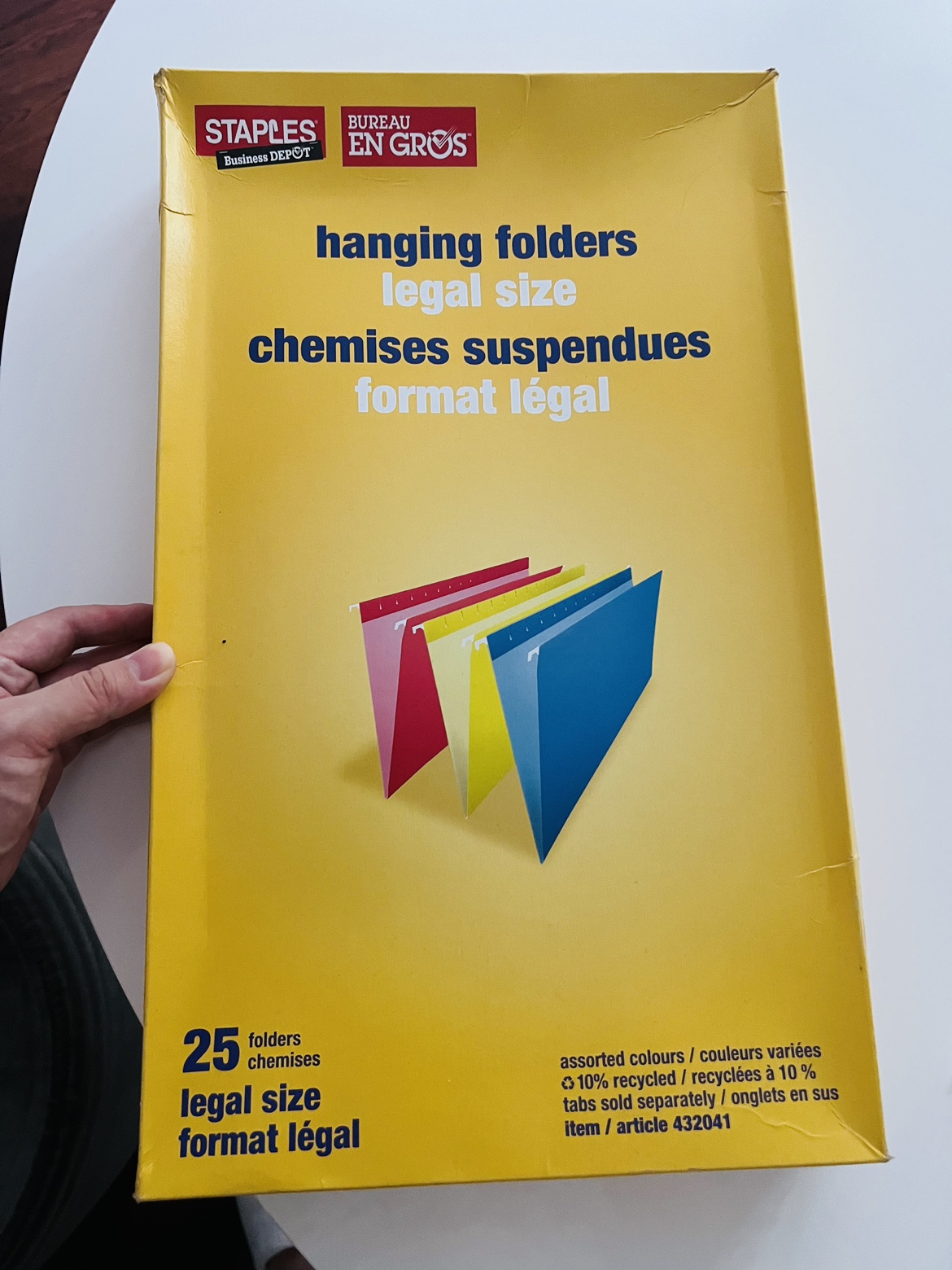Box of Staples Legal Size Hanging Folders