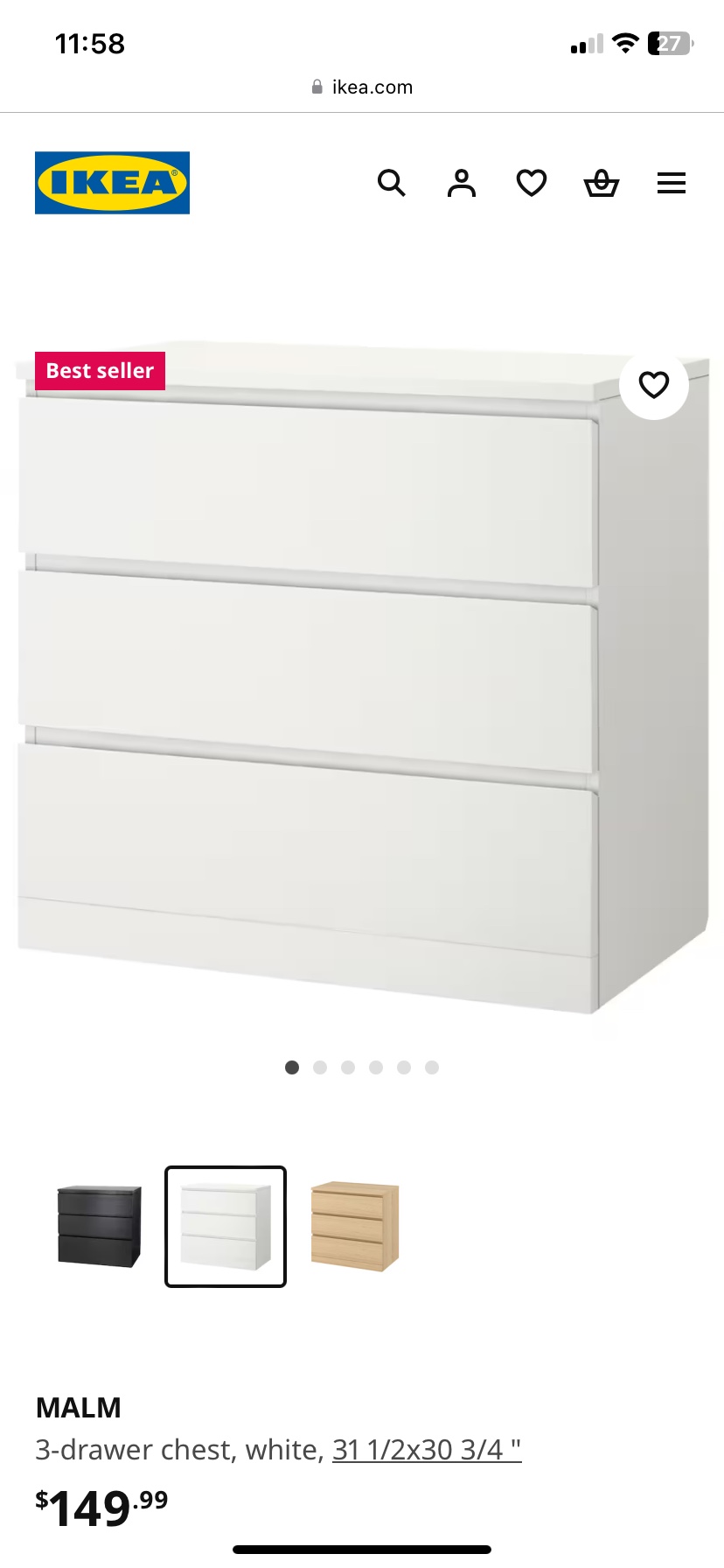 IKEA MALM 3-Drawer Chest - photo 3