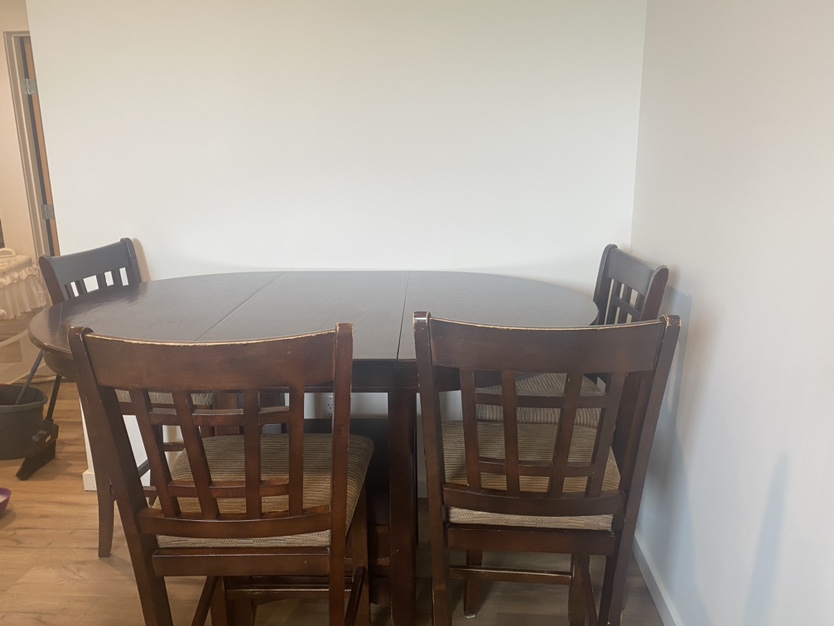 Dining table and four chairs