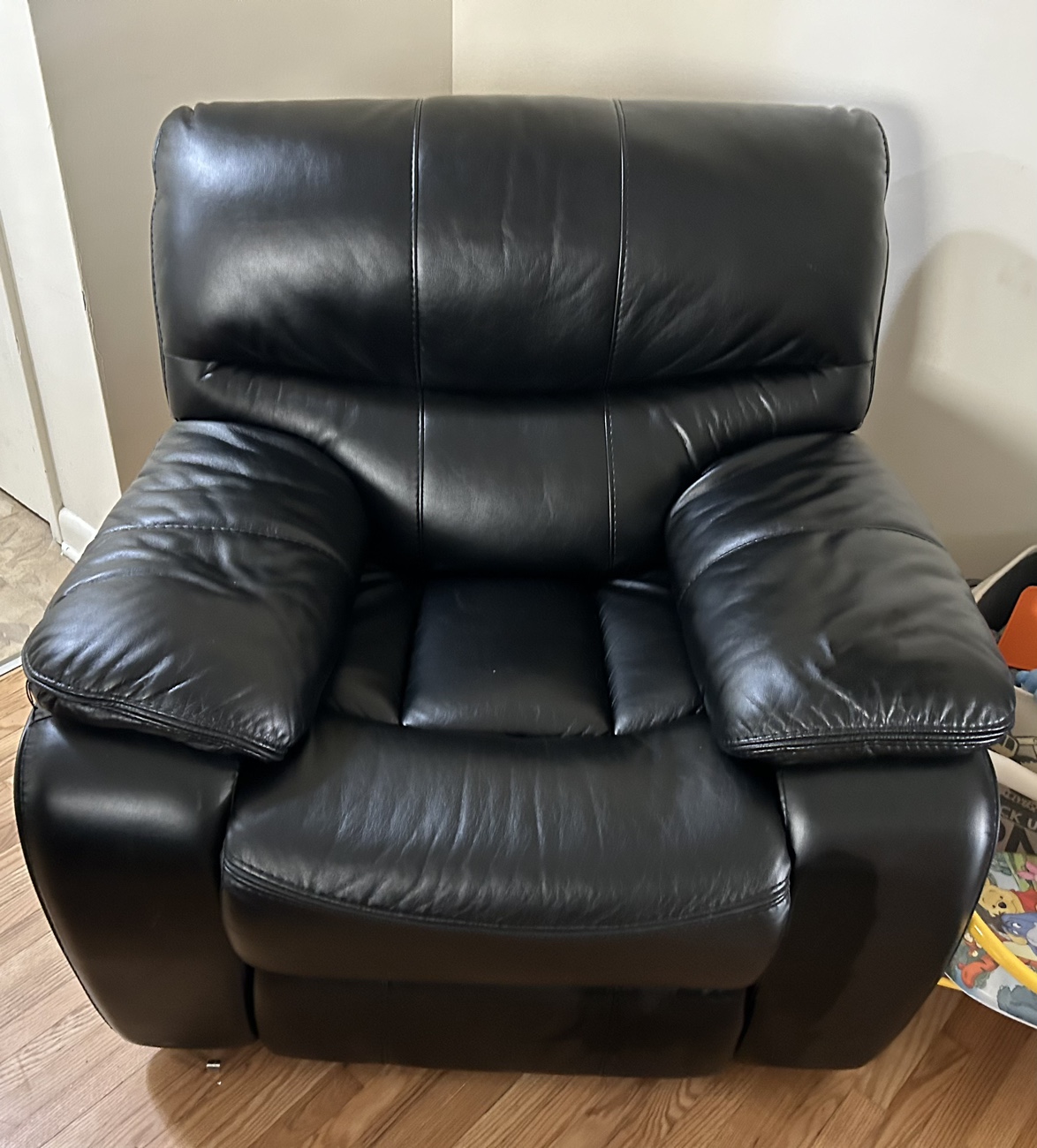 Black Leather Recliner and Sofa - photo 3