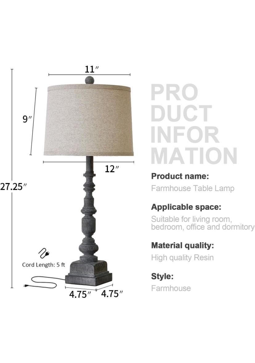 Table Lamp with Shade 27.7” - Brand New - photo 4
