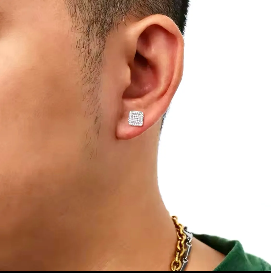 10K Gold Diamond Earrings for men and women image indicator(7)