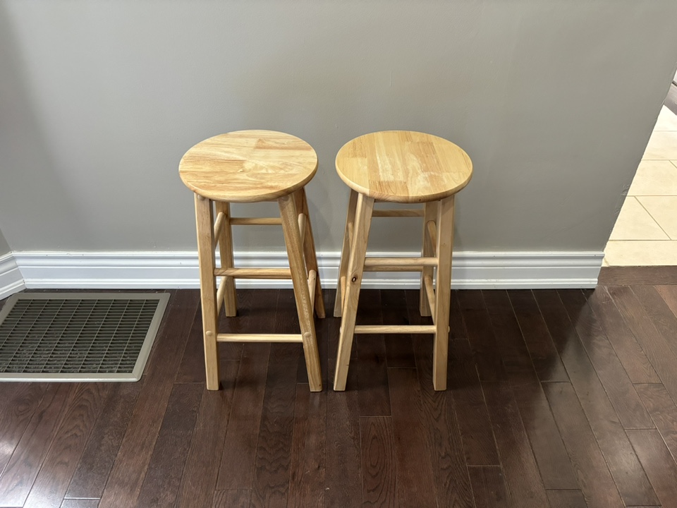 Set of Two Wooden Bar Stools