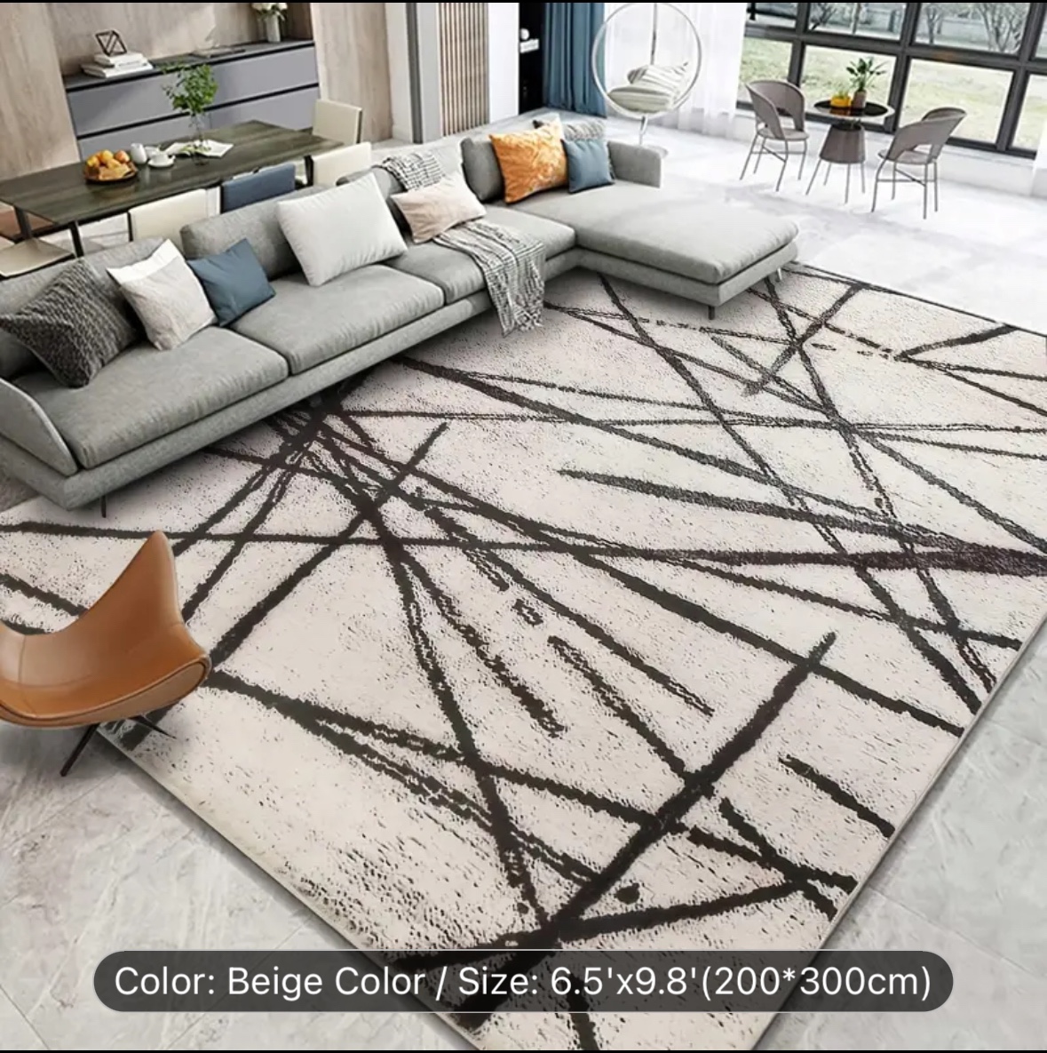 Beige Abstract Area Rug