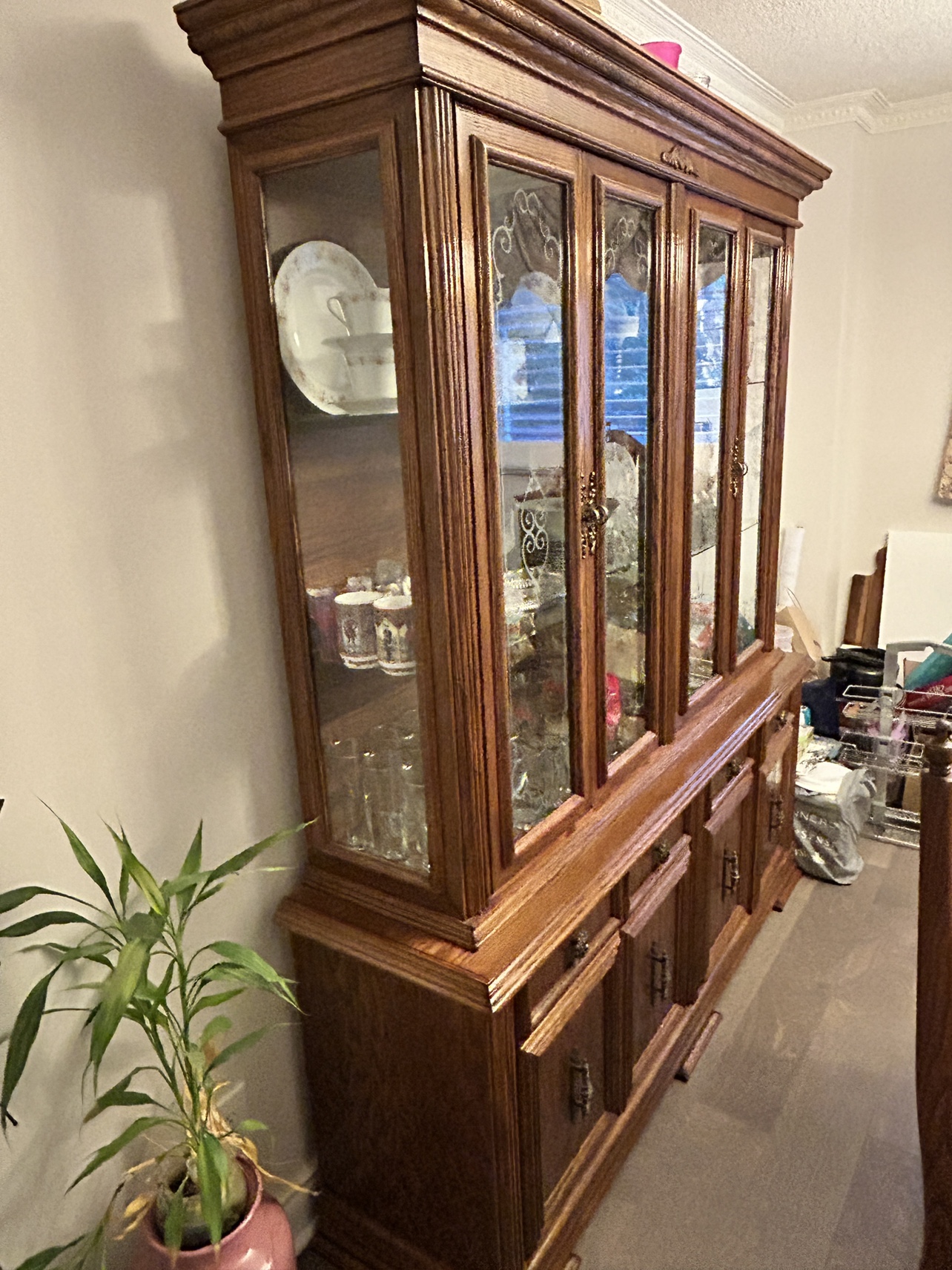 Large Wooden China Cabinet - photo 2
