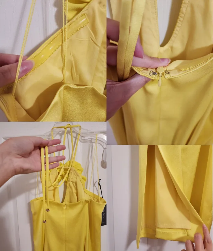 crepe back satin halter dress image indicator(4)