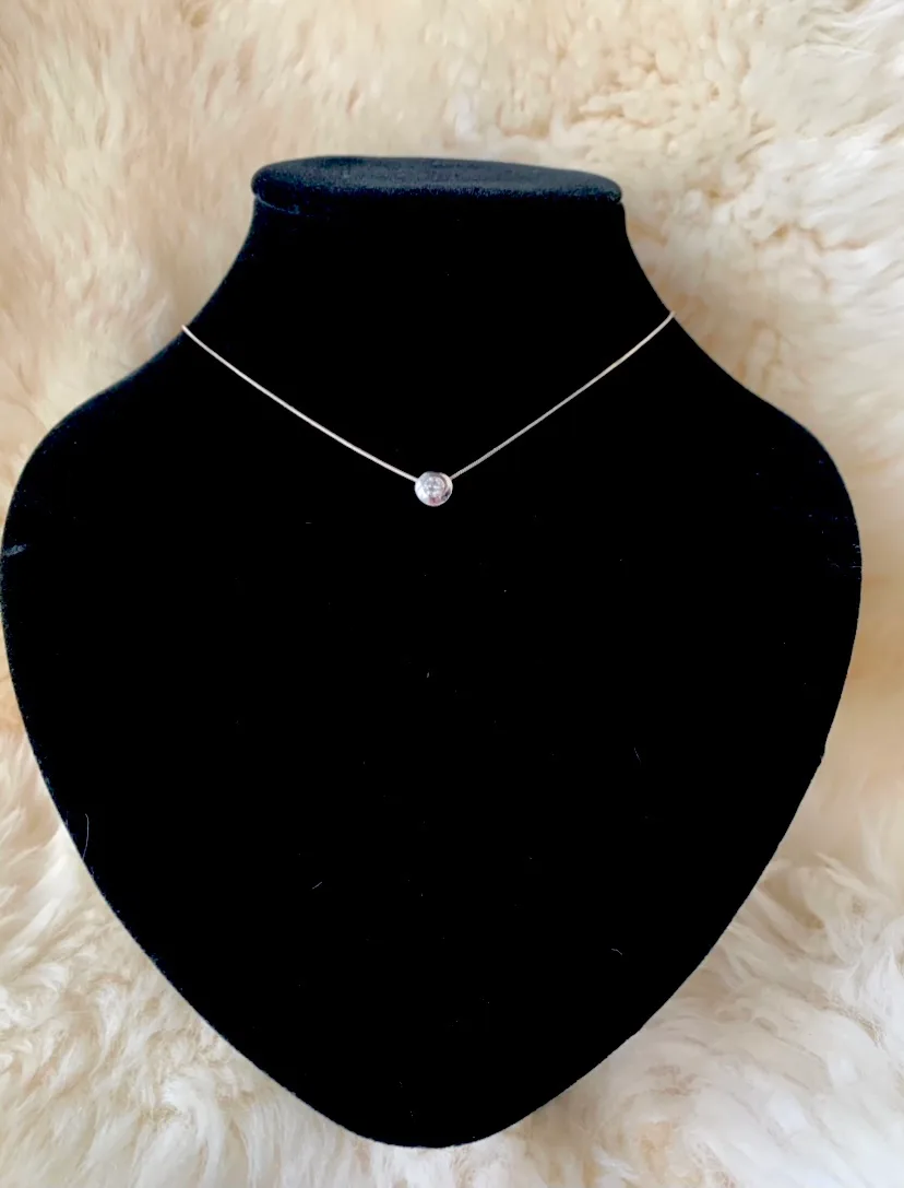 14k White gold 0.27Ct Solitaire Diamond Necklace image indicator(5)