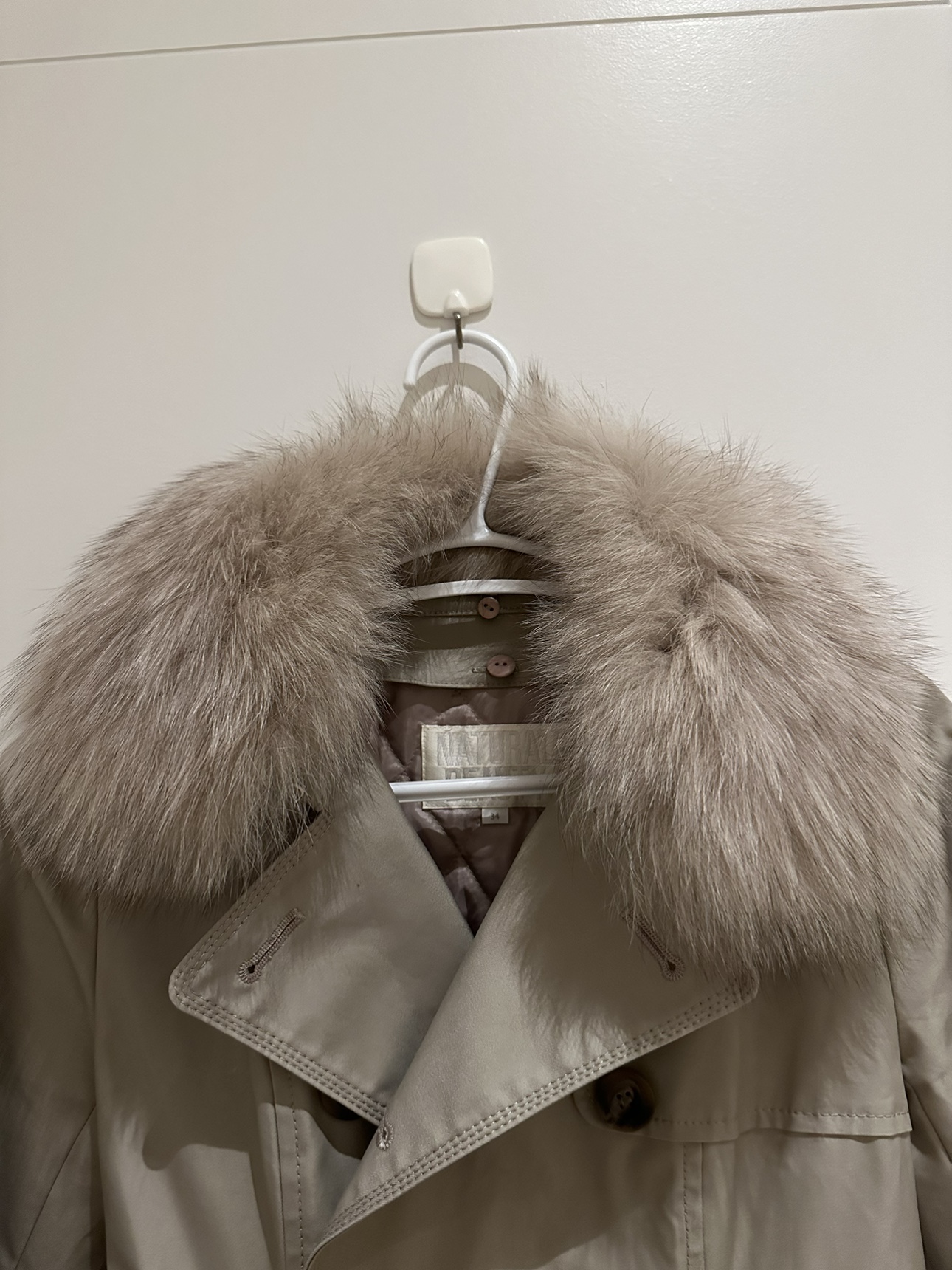 Fox Fur Collar Trench Coat - photo 2
