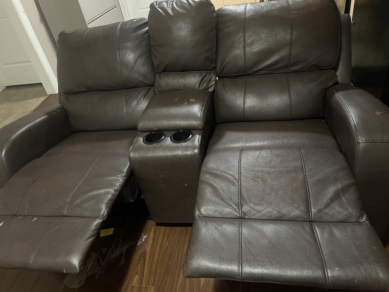 Brown Leather Recliner Loveseat - photo 3