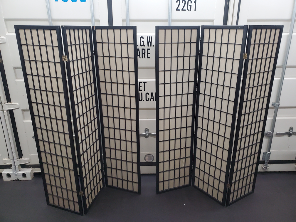 Japanese style black shoji 3-Panel Room Dividers (2)