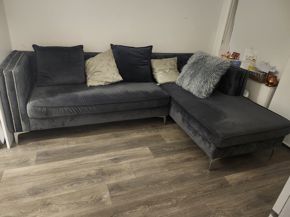 Dark Grey Sectional Sofa -2 piece with 5 cusions