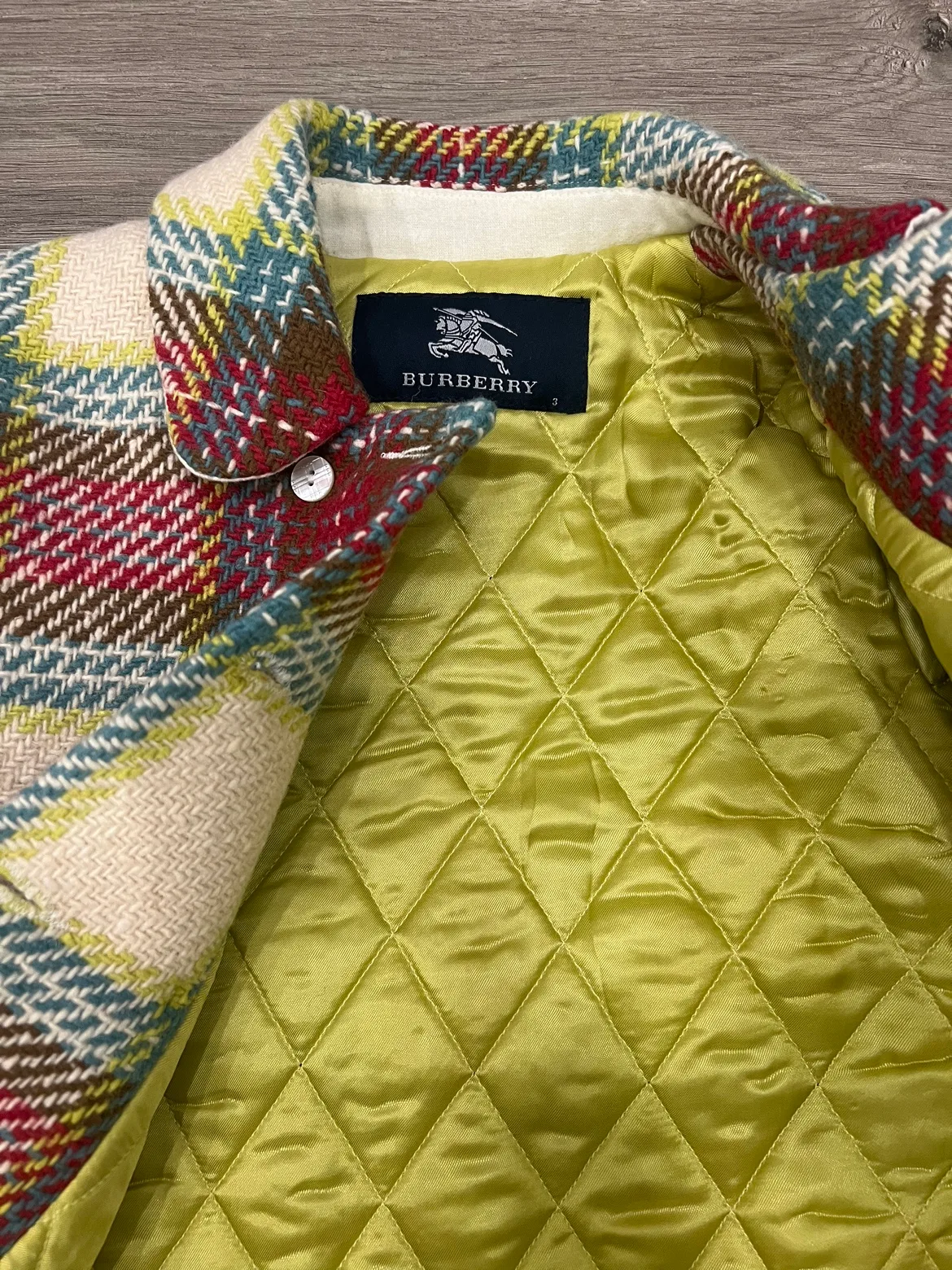 Burberry Kids Plaid Coat Size 3 Years image indicator(10)