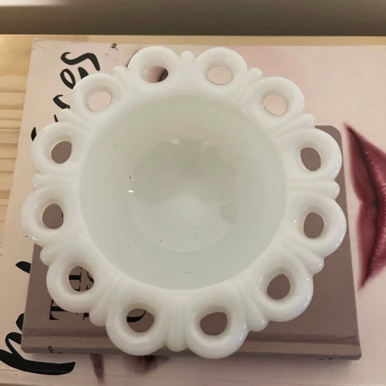 White Milk Glass Pedestal Dish image indicator(4)