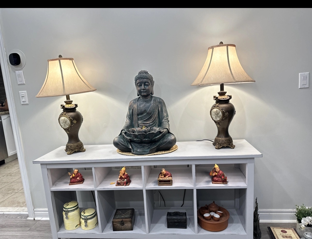 Grey TV Stand with Shelving