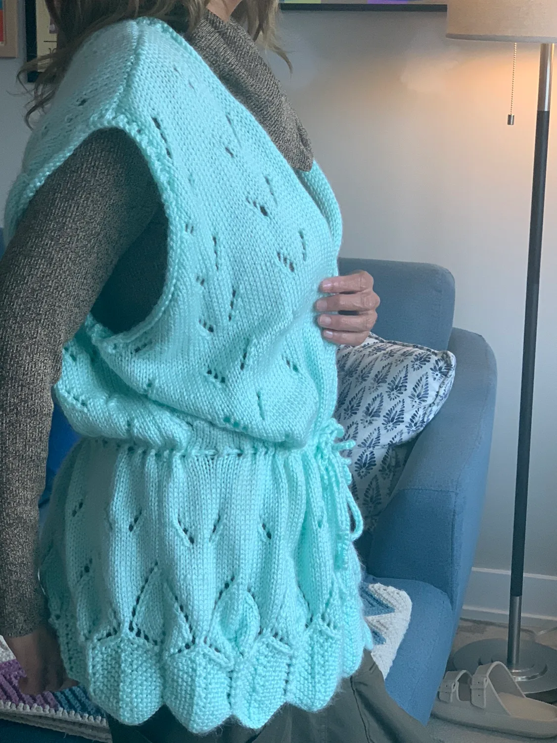 Handmade Mint Green Knit Vest image indicator(2)