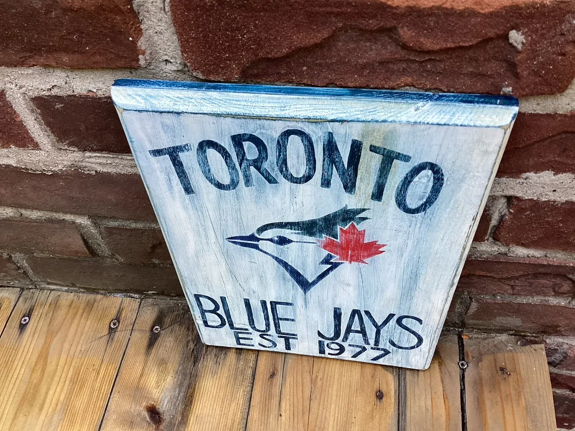 Vintage Hand Painted On Wood TORONTO BLUE JAYS EST 1977 ! image indicator(3)