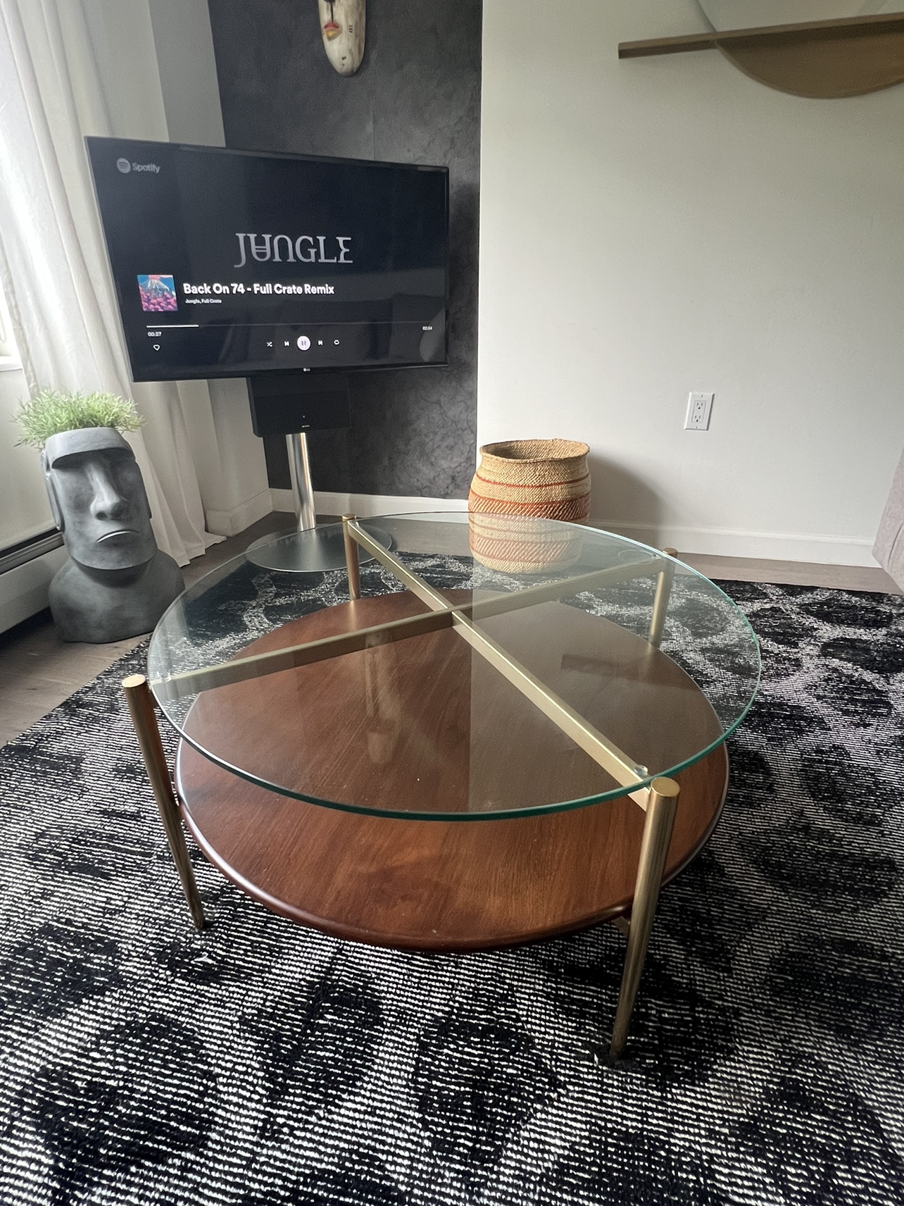 West Elm Glass and Wood Coffee Table