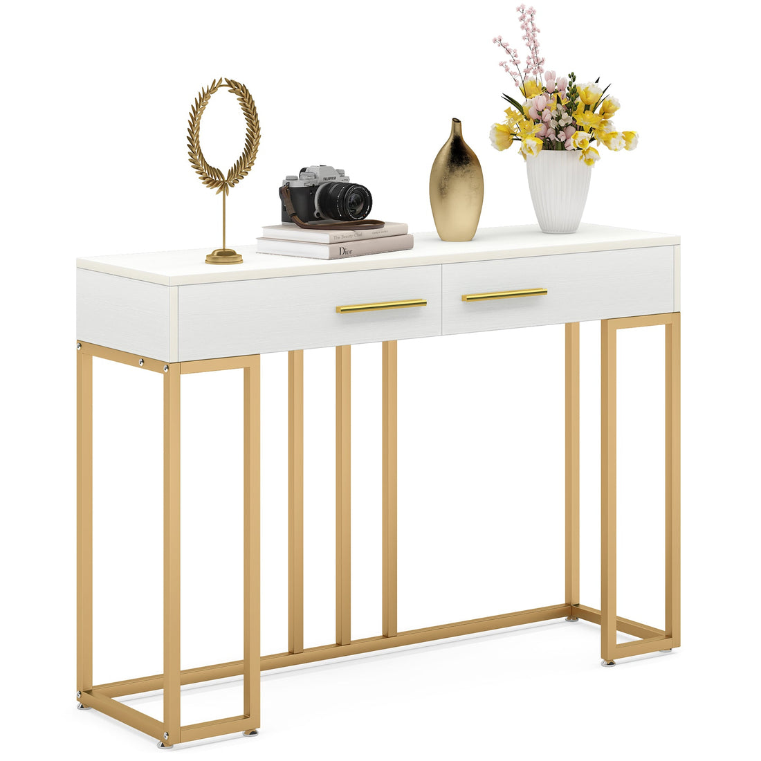 White and Gold Console Table - photo 2