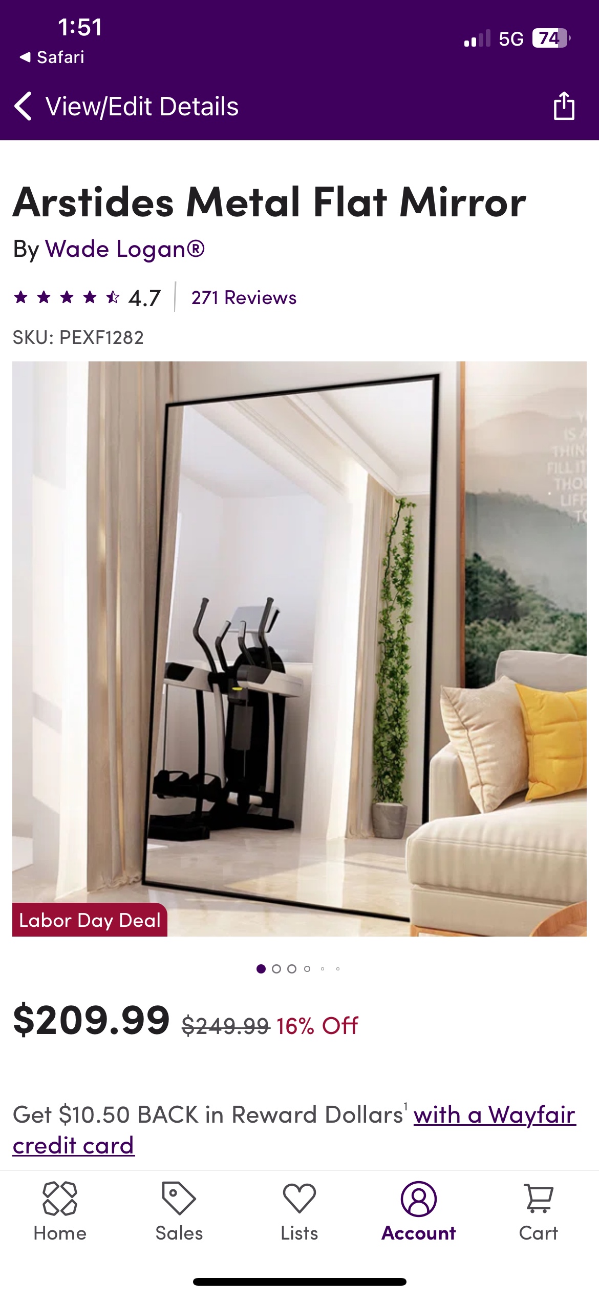 Silver Full body mirror - Gym Mirror - photo 4