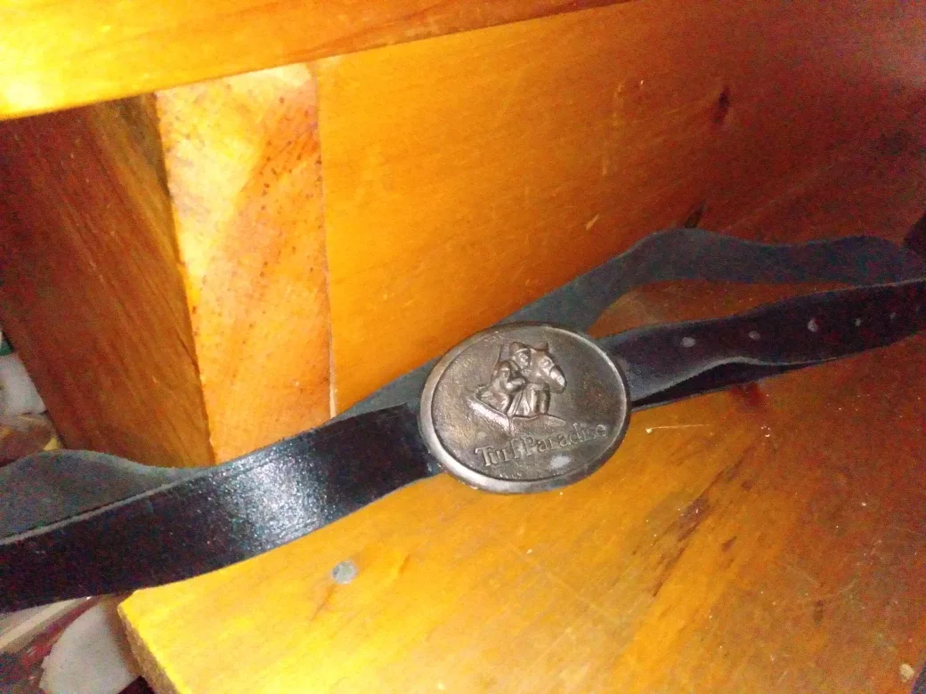 vintage leather Pair of boot Spurs and belt image indicator(4)