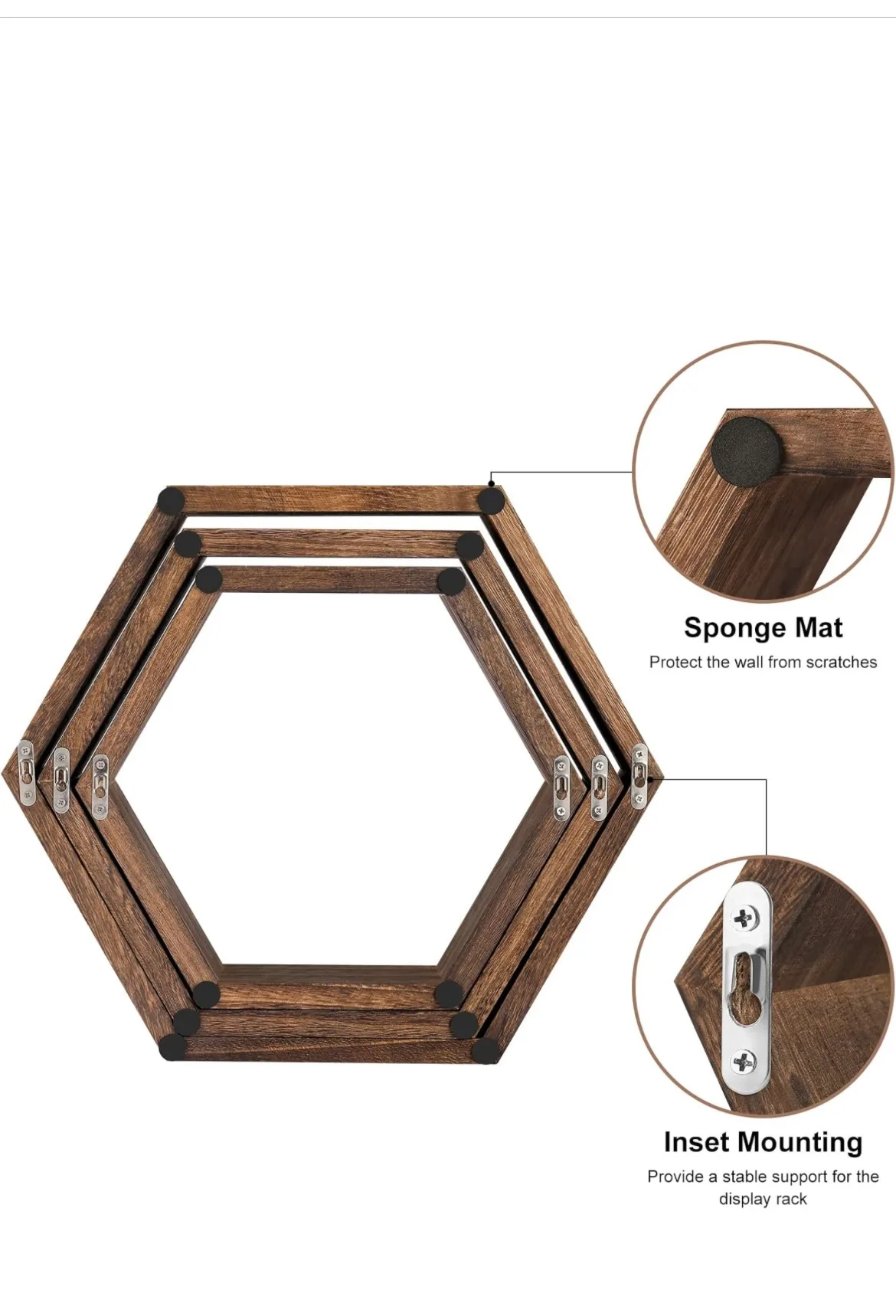 Set of 5 Hexagon Floating Shelves image indicator(3)