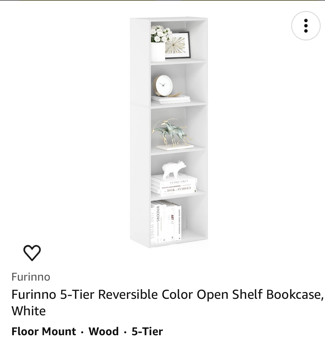 Furinno 5-Tier Reversible Open Shelf Bookcase