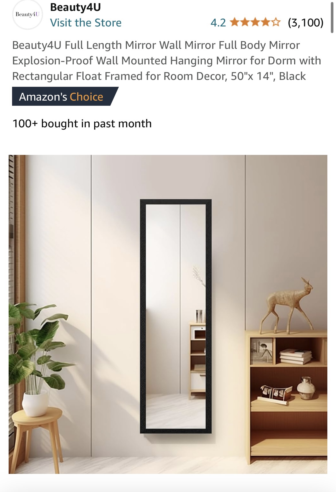 Full Length Black Framed Mirror - photo 3