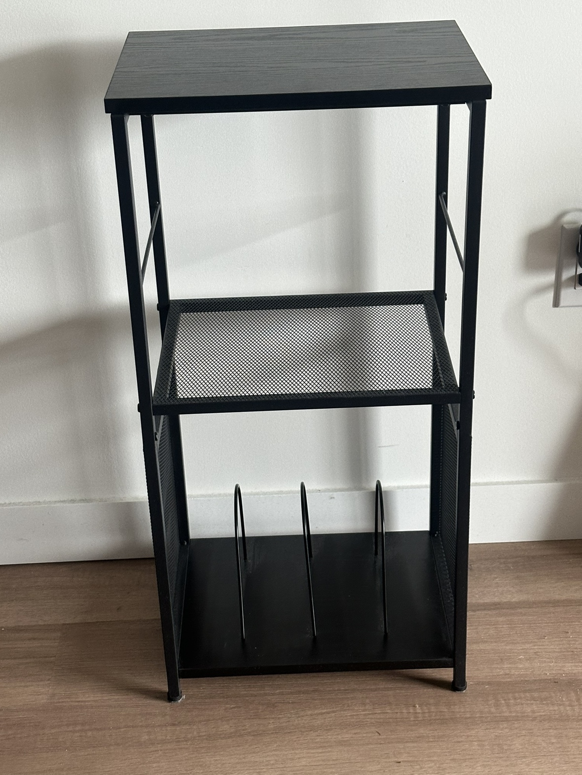 Black Three-Tiered Record Player Stand