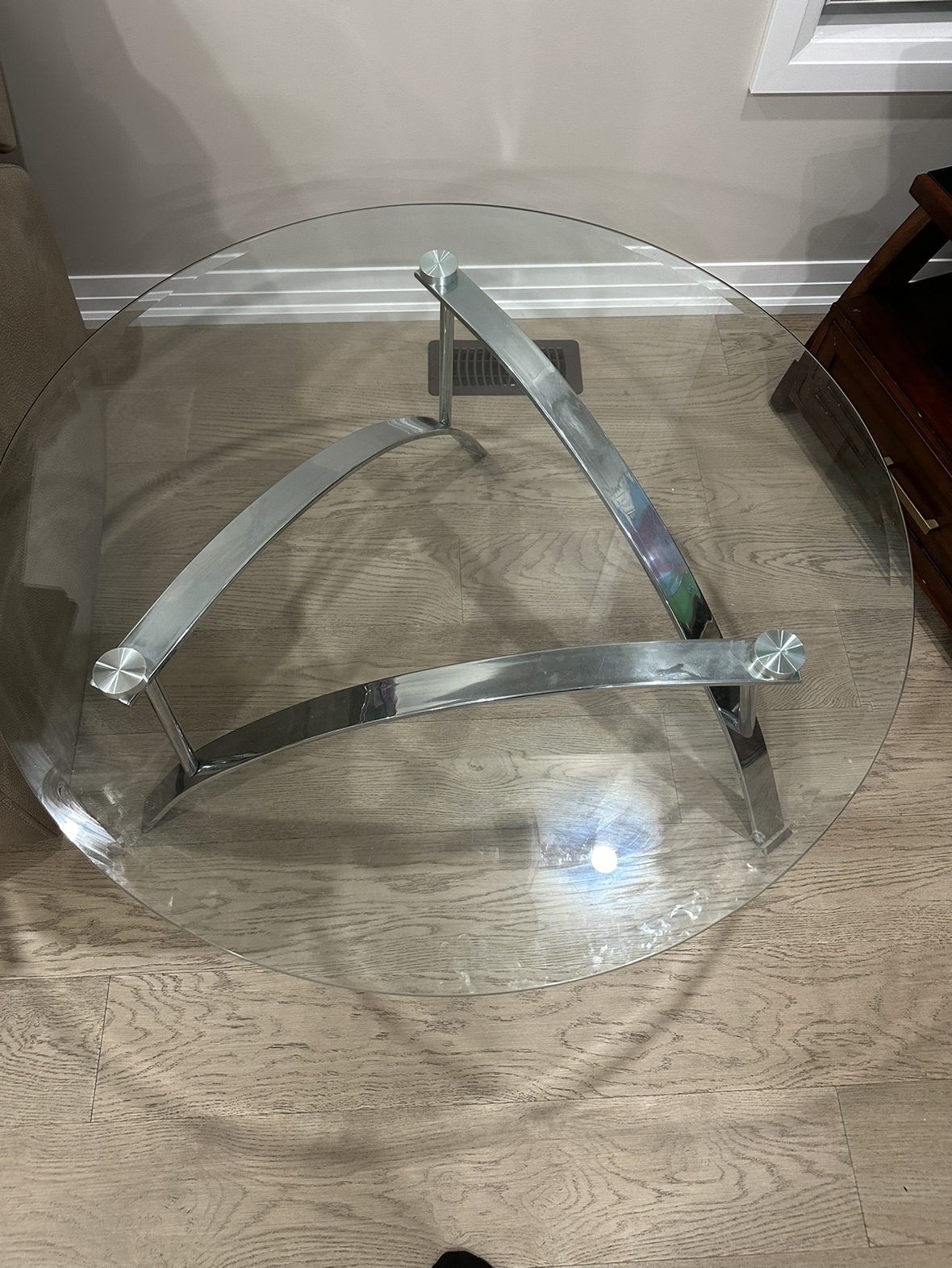 Glass and Chrome Coffee and Side Table