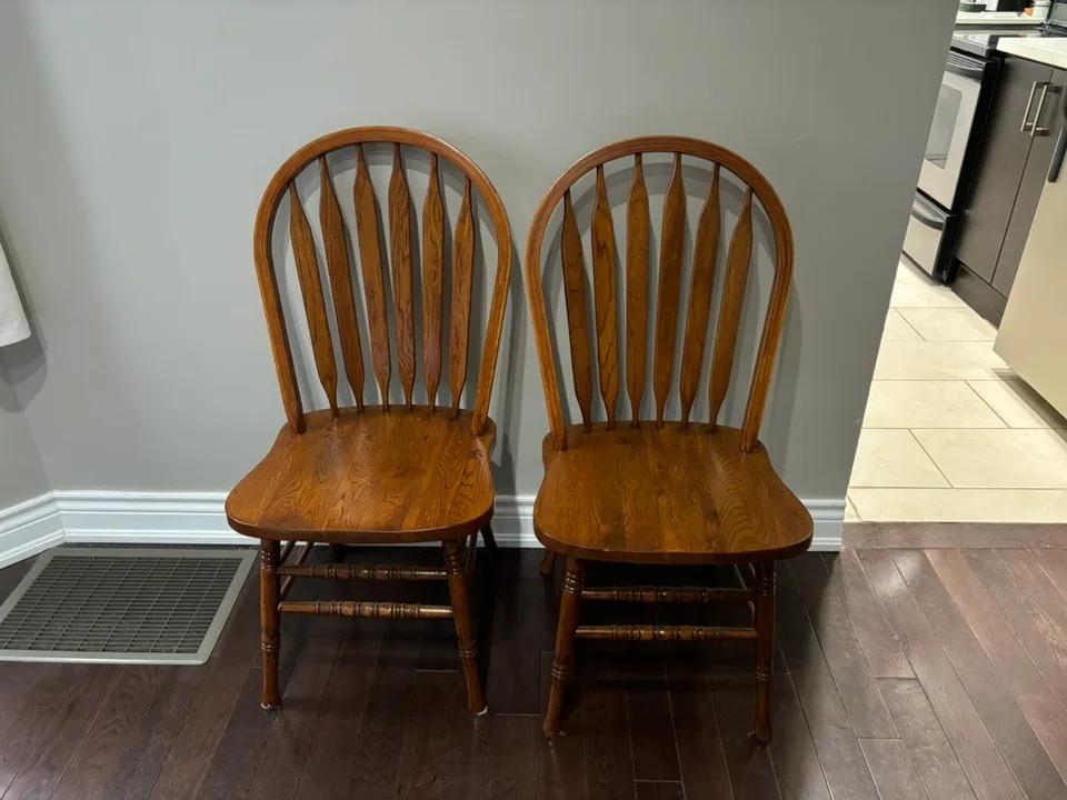 Two Wooden Dining Chairs thumbnail