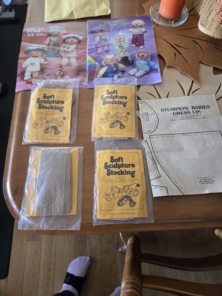 Nylon face dolls, and cloth patterns- never used