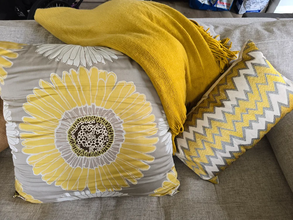 West Elm Throw Blanket, with 2 coordinating throw pillows thumbnail
