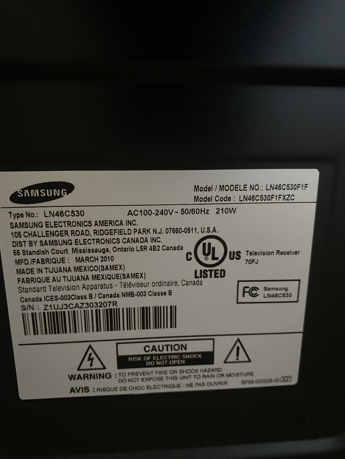 Samsung LN46C530F1F 46" TV - photo 2